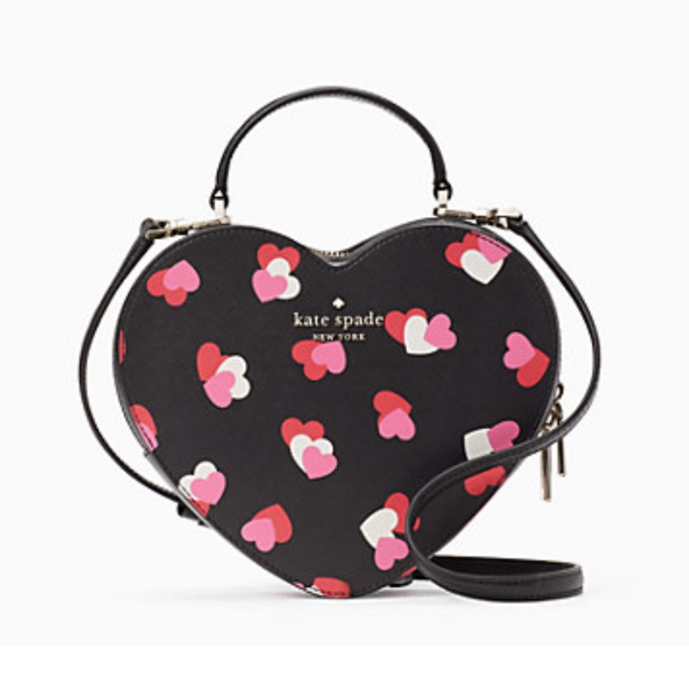 Kate Spade love shack flutter hearts printed heart purse NTW heart shaped
